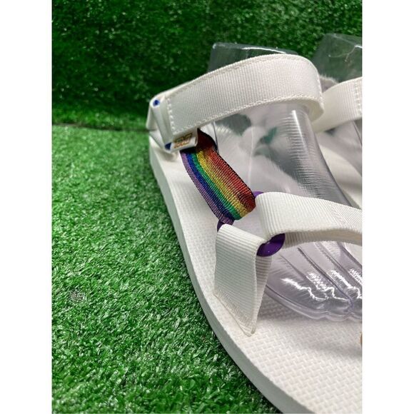 TEVA Strap Sandals Universal Pride White Rainbow Stripe men’s 12 New main image 4